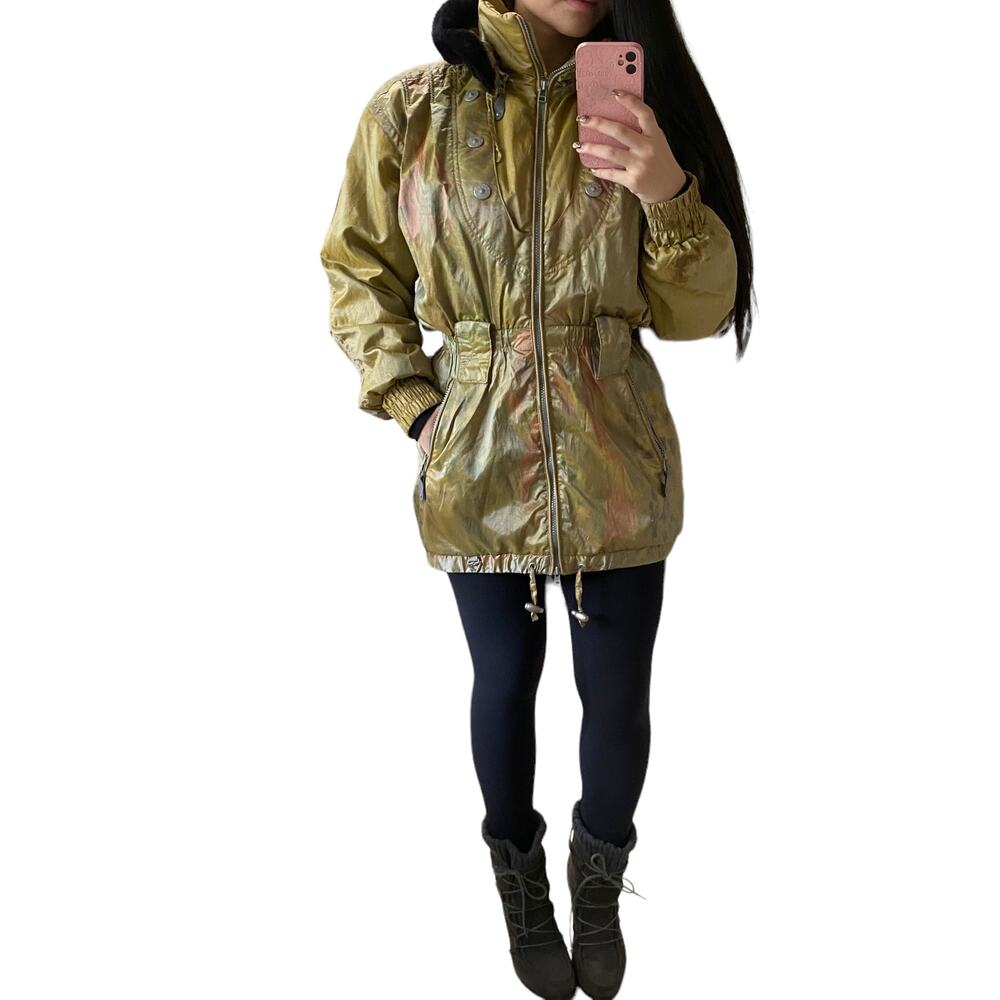 Vintage Obermeyer Down Ski Jacket w Faux Fur Trim Hood Women Sz XS / S R$389